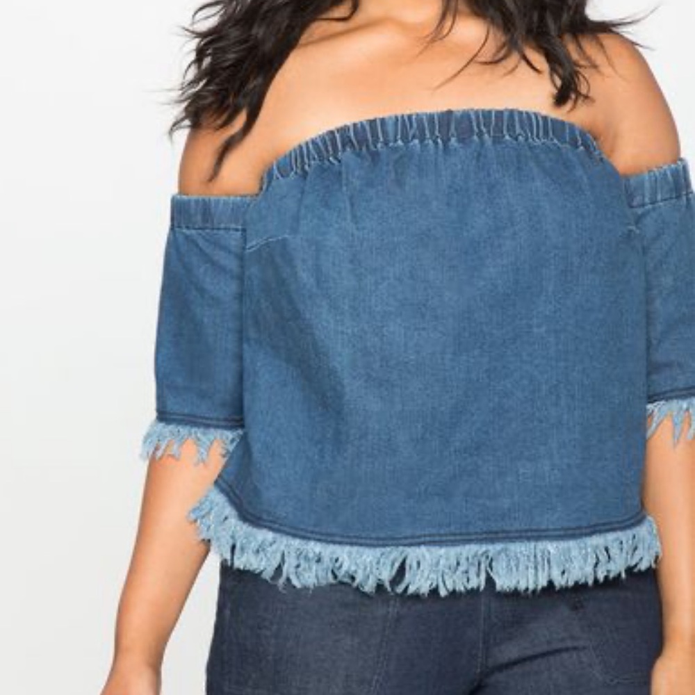 NWT🧊Eloquii Off the Shoulder Fringe Top